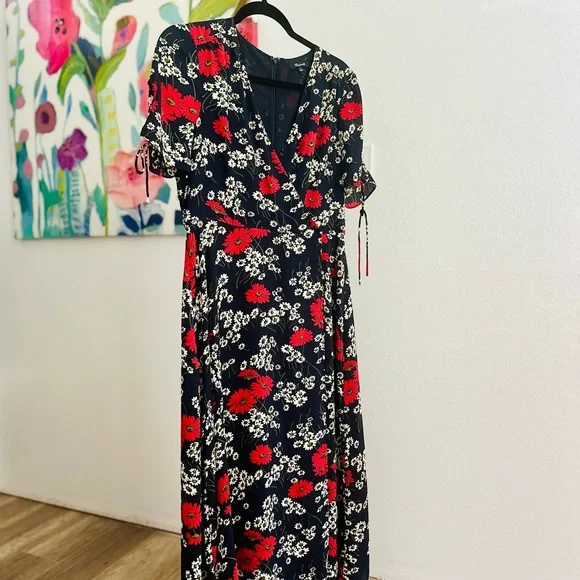 Madewell Hillside Daisies Peekaboo Sleeve Midi Dress - Picture 6 of 11